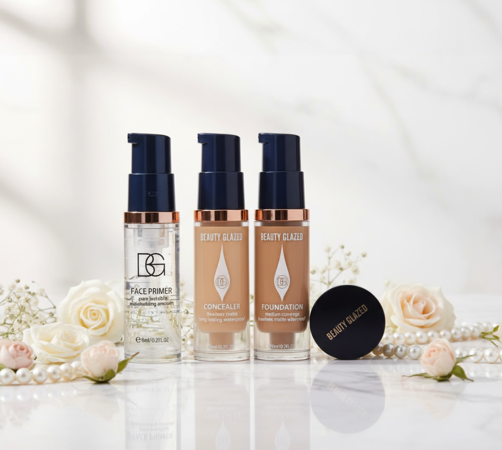 Magic Face Makeup Kit, Natural Moisturizing Primer, Long Lasting Waterproof Concealer Foundation 4pcs