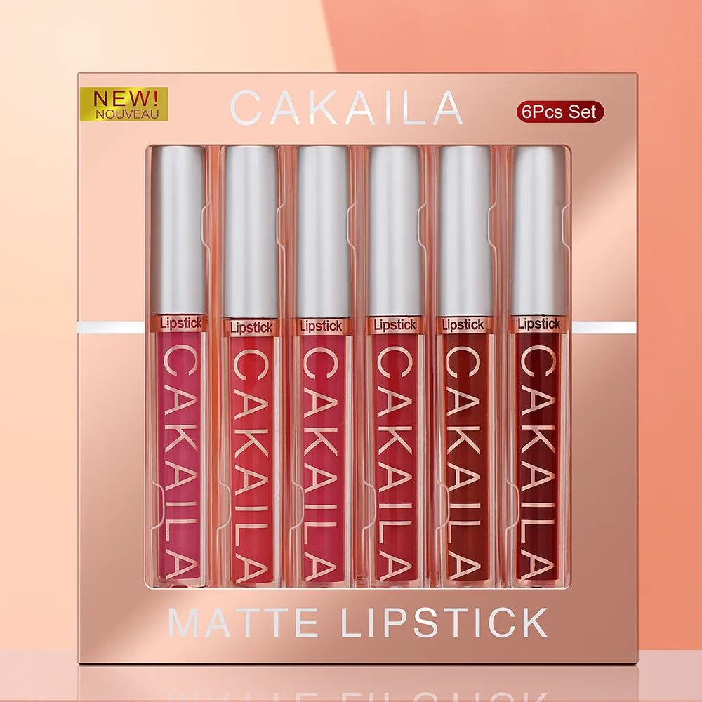 Coffret 6 Lipsticks Matte Liquides – Hydratant, Tenue Durable, Anti-Bavure