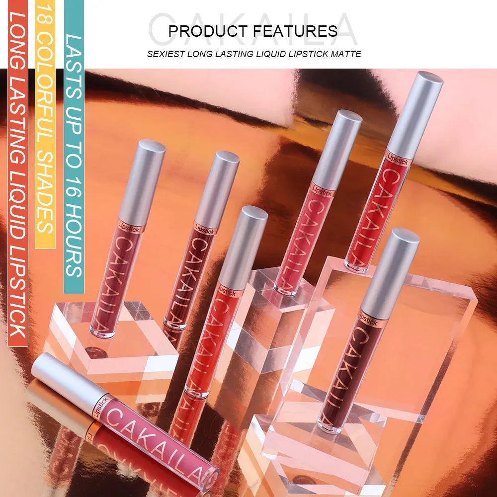 Coffret 6 Lipsticks Matte Liquides – Hydratant, Tenue Durable, Anti-Bavure