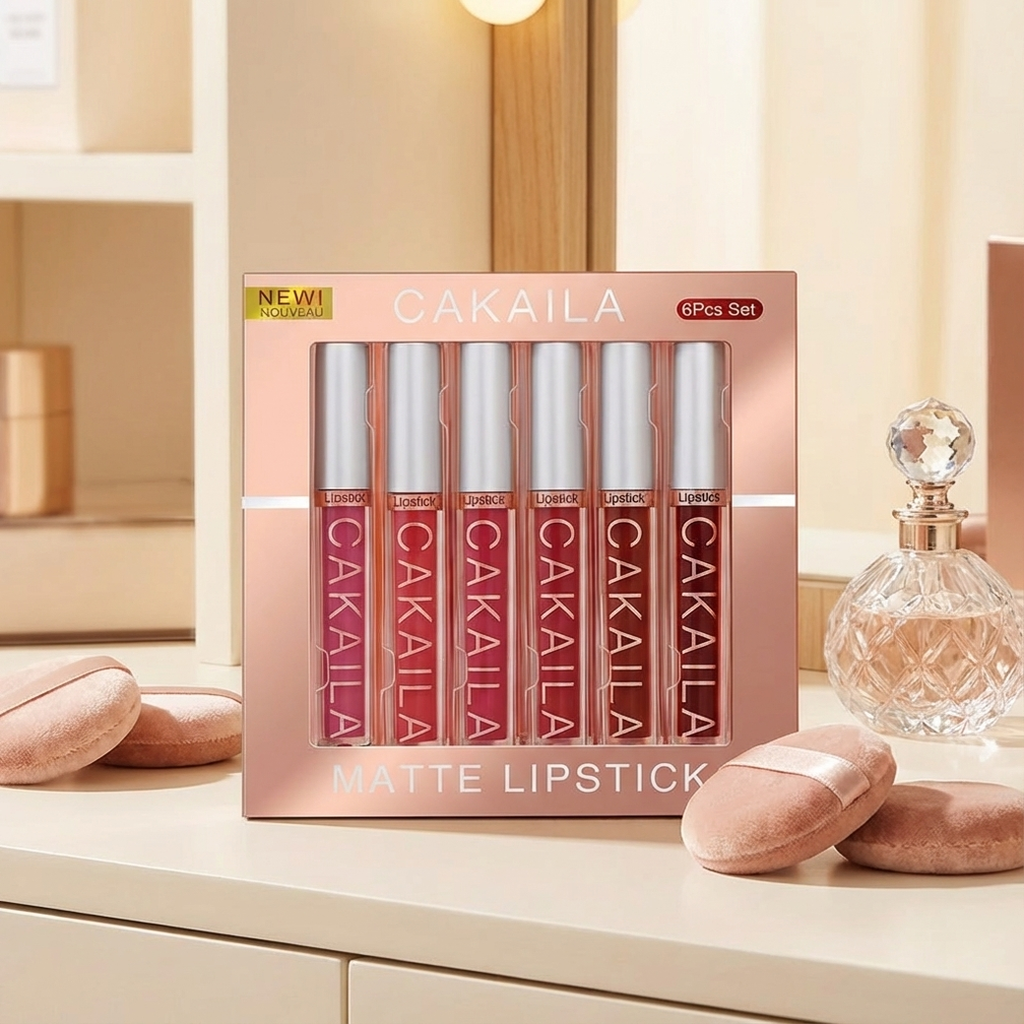 Coffret 6 Lipsticks Matte Liquides – Hydratant, Tenue Durable, Anti-Bavure